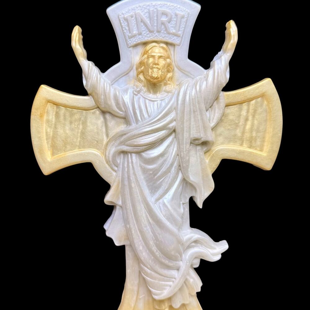 Pearlescent Jesus Cross Decor | Christian Gift | Faith Inspired Home Crucifix - Picture 4 of 4